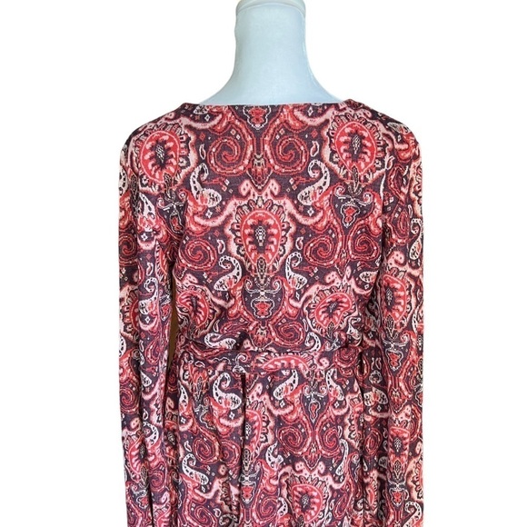 Maeve x Anthropologie - Paisley Belted Long Sleeve Retro Dress Sz L - Picture 7 of 10